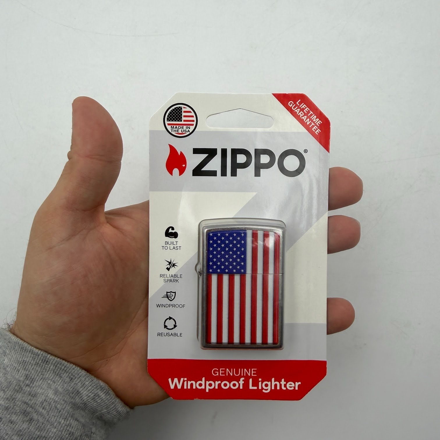 American Flag Zippo Lighter Patriotic Stars & Stripes USA Polished Chrome 29729