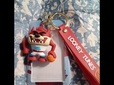 Looney Tunes Taz Rubber Key Chain Ring Tasmanian Devil w/ iD Holder
