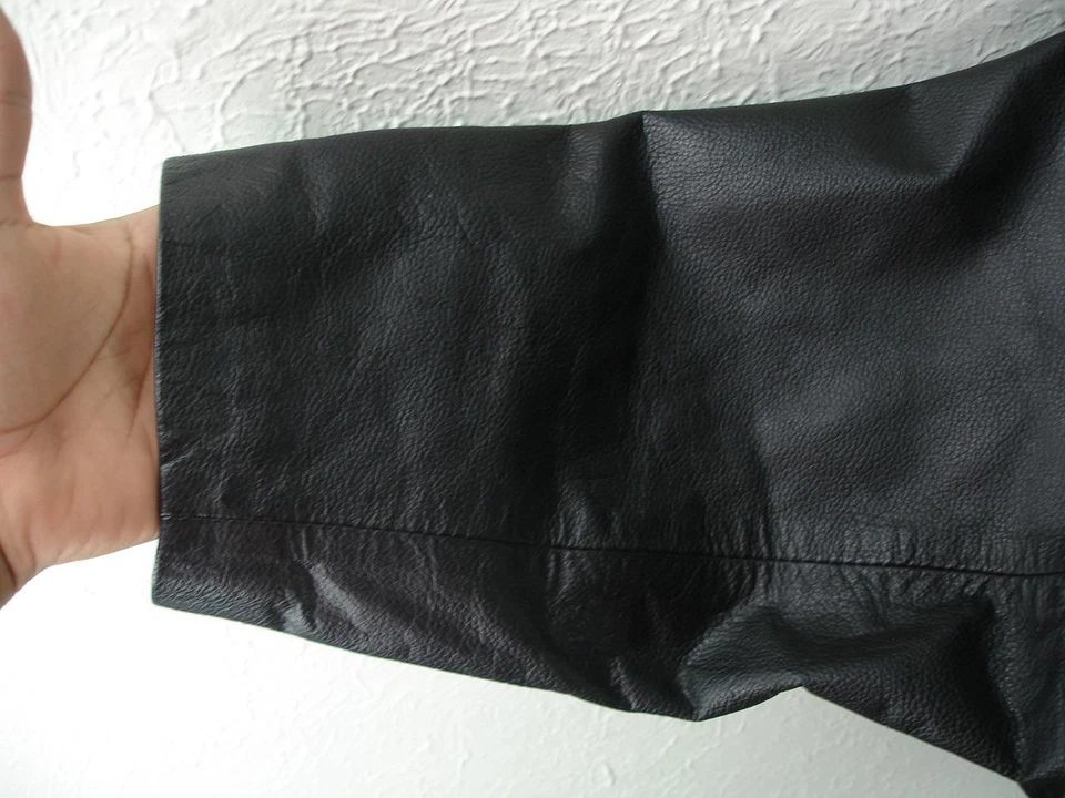 Men's BIG 2XL Phase 2 Black Leather Jacket Coat Blazer Insulated Button-Up Dress - Image 4 of 4