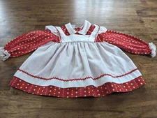 Vintage Mini World Little Girls Dress Red & White Hearts And Flowers Size 2 T