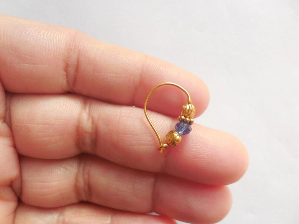 Anillo nariz indio con cuentas Maharashtrian Nath piercing joyería de moda Foto 4 de 4