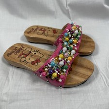 Hello Kitty Wooden Flip Flop Sandles slipper little kids size 6 beads jewels new