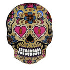 Halloween Sugar Skull Serving Board Natural Wood Day of the Dead