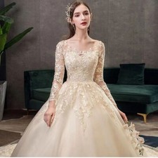 French light wedding dress 2025 simple bridal O neck Dress