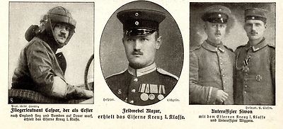 Fliegerleutnant Caspar der als Erster nach England flog ausgezeichnet *  WW1