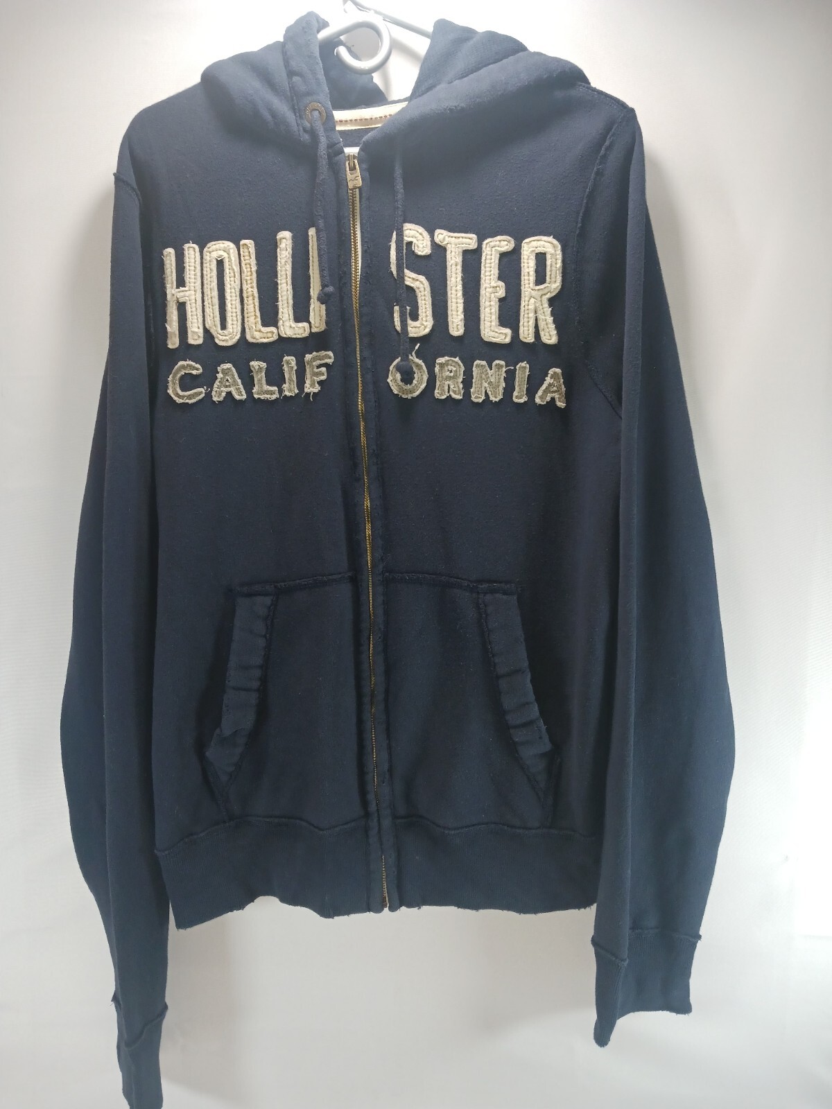 Hollister Y2K Vintage Full-Zip Hoodie Men's XL Blue Surfer Beach Distress -G-