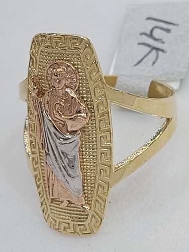 Long solid 14k Gold Saint Jude Judas Ring Size 6 7 8 9 10 Greek - Picture 16 of 20