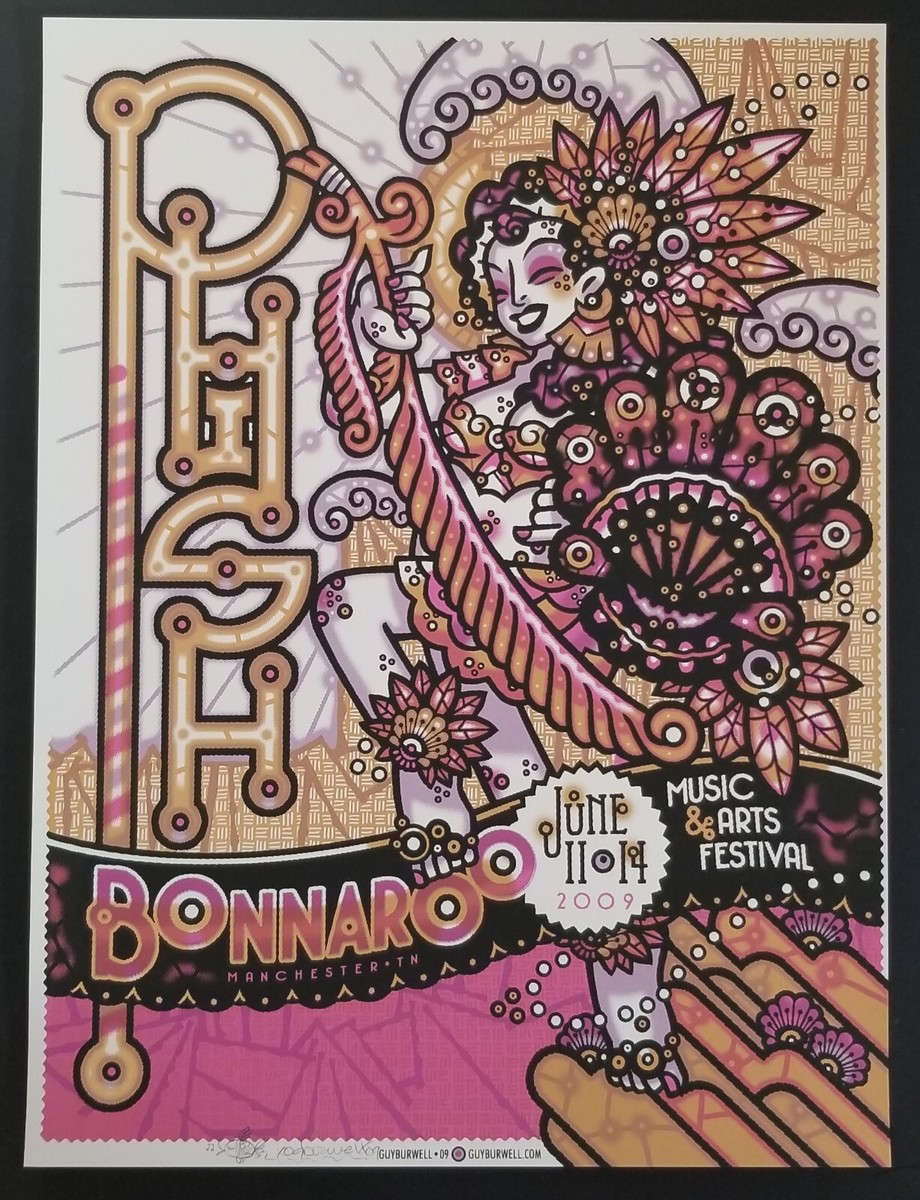 ピロ水 タペストリー BONNOU FESTIVAL 108 NO.42 PHISH Bonnaroo 2009 Poster by Guy Burwell Manchester TN Festival