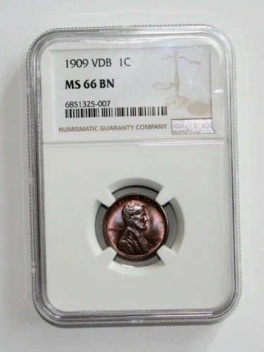 1909 VDB Lincoln Cent NGC MS66 RB Wheat Cent Penny Red Brown BU UNC 1c Coin