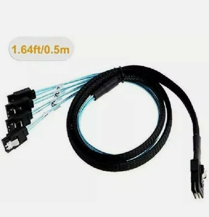 Mini SAS 36Pin SFF-8087 (Host) to 4 sata(target)W/Latch Cable.New - Image 2 of 4