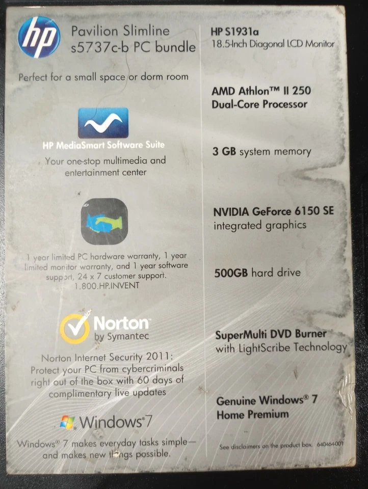 HP Pavilion Slimline s5000 AMD Athlon II X2 250 3GB RAM 500GB HDD WIN 7 READ - Image 2 of 4