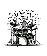 Drummer Skeleton Sticker Decal