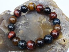 Natural Gemstone Men's Women's ELASTIC bracelet all 12mm Tiger Eye beads 7.5inch