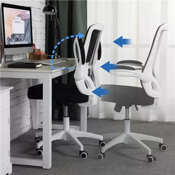 Home Office Chair Computer Desk Chair with Back Support Wheels for Study White