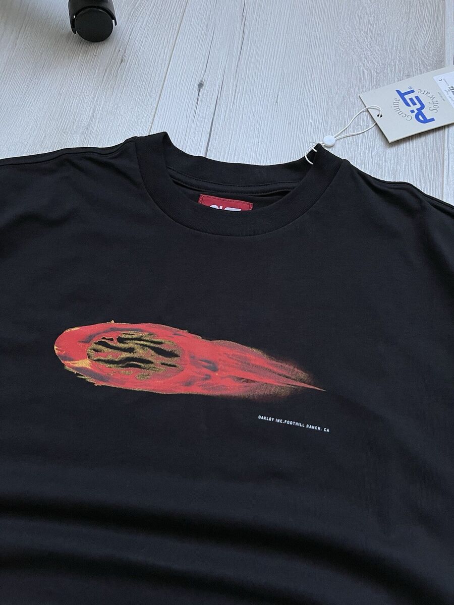 RARE Oakley x Piet Fire Flame Logo Black T-shirt Tee Size RARE Oakley x Piet Fire Flame Logo Black T-shirt Tee Size