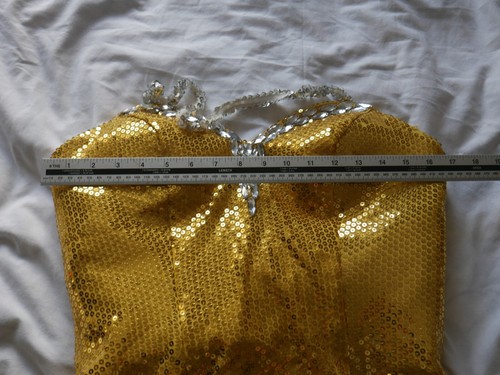 Gold Sequin Ball Gown Size 12 Dress Fishtail Beaded Grace Karin Evening Prom - Picture 14 of 14