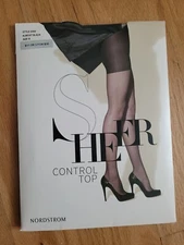 Nordstrom Control Top Sheers Style 2002 Almost Black 20 Denier Size B