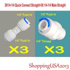 3X Quick Connect Straight 3X Male Thread Straight Fitting Connector 1/4"-1/4"