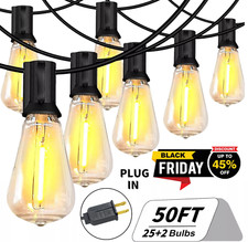 50FT - 800FT LED Outdoor String Lights Dimmable Waterproof ST38 LED Lights