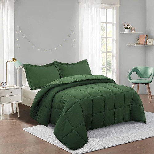 HIG 3pc Prewashed Green Queen Size Comforter Duvet Insert - All Season Quilte... - Picture 7 of 7
