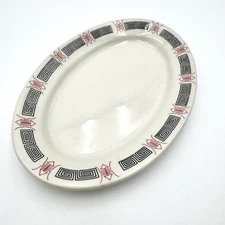 FS Louie & Co BERKELEY Ceramic 8.25” Oval Serving Dish Platter VTG USA Greek Key