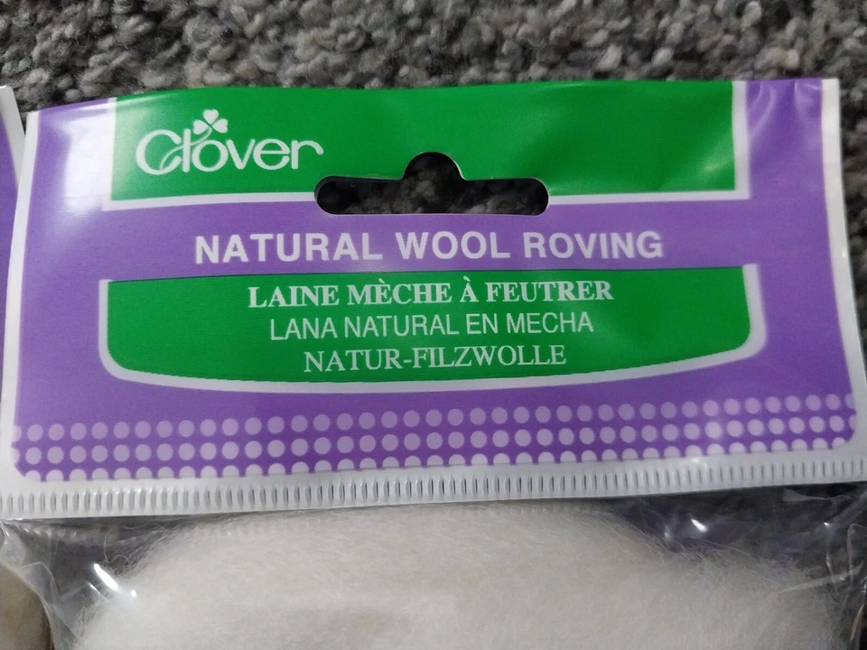 Clover 20 Grams Natural Wool Roving Off White 7920 3 pieces New - Image 3 of 4