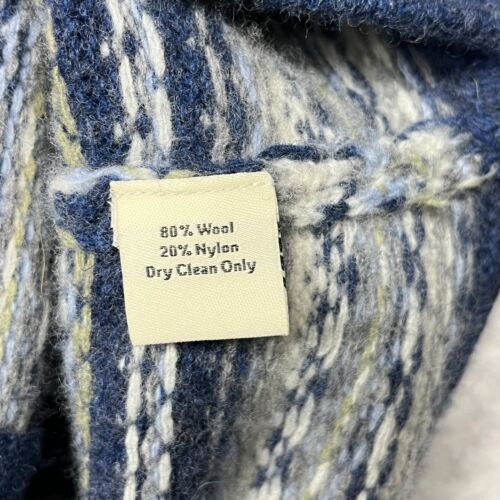 Neve Designs Wool Sweater Women Medium Hooded Cardigan Toggle Fair Isle Blue - Picture 11 of 13