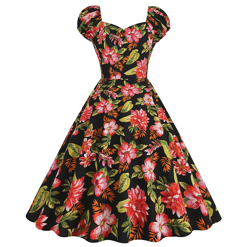 elegant dress flower print Nox Anabel M992 Ruffled Short Print Homecoming Dress Black Multi / 2 main image 1