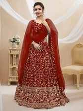 Indian Style Georgette Red Lehenga Choli With Dupatta For Wedding Collection