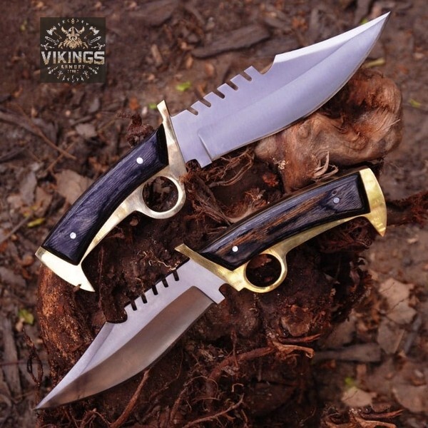 Handmade High Carbon Steel Tracker Hunting Knife Camping Set of 2 with Sheath