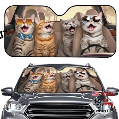 Biyejit Windshield Sun Shade Foldable Car Front Window Covers for Cats Driving