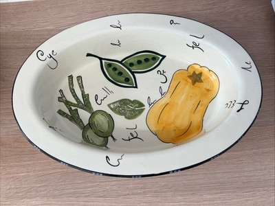 Schöne handbemalte Pastaschale aus Keramik - 36 cm x 26 cm x 7 cm hoch