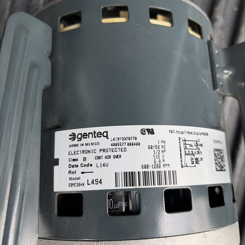 Genteq Blower Motor 5SME39HX-L494 1/2HP 115V 6.8a Electronic Protected