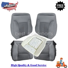 For 2011-2016 Ford F250 F350 XLT FX4 Front Cloth Seat Cover Gray / Driver Foam