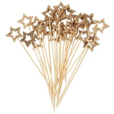  150pcs Star Cocktail Picks Star Bamboo Long Food Toothpicks Skewers For