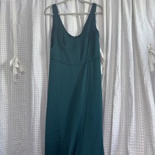David, Bridal,Green Bridesmaid Dress Round Neck,Long to the Flor, Sleeveless,