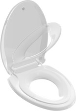 Potty Training Seat Built-In Toilet Seat, Elongated Toilet Seat 18.5Inch with Ba