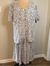 Vintage floral rose midi dress attached skirt & jacket XL/1X