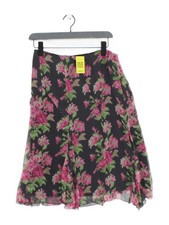 Max Mara Women's Midi Skirt W 32 in Black Floral 100% Silk Midi A-Line