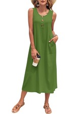 Womens Casual Summer Maxi Dress Sleeveless Maxi Dress Loose Fit Beach Dress F...
