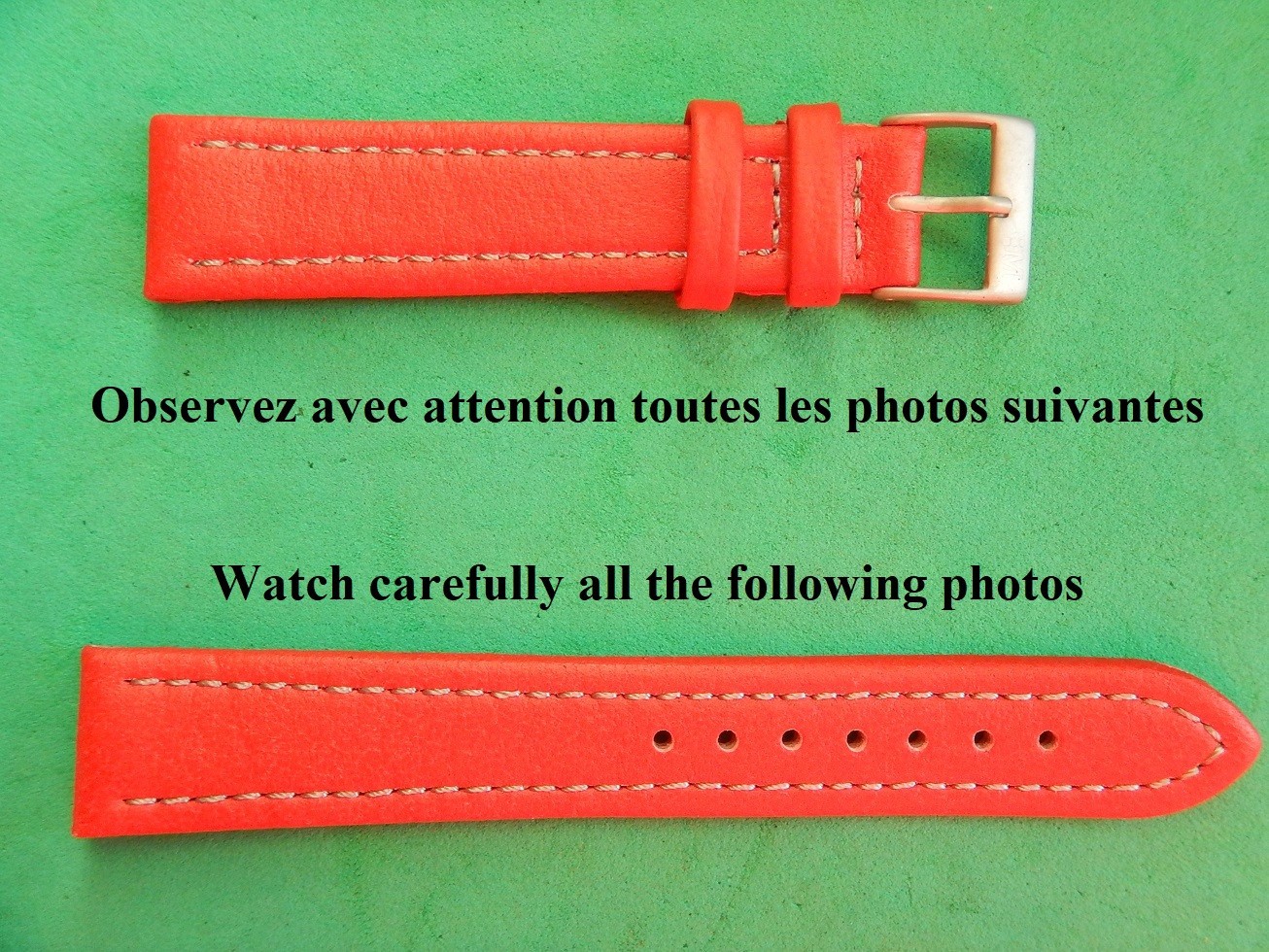 Bracelet montre rouge 18mm synthétique Lorica étanche avec couture grise contrastée