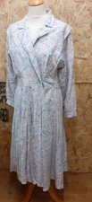 Vintage Floral Wrap Bodice Summer  Dress Size 14 Pale Blue Pink Charity Sale