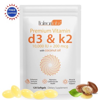 Daiasns Vitamin D3 K2 120 Softgels 10000iu Supports Muscle Brain Health Helps