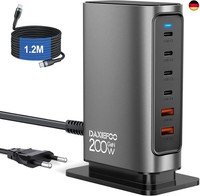 Usb C LadegeräT Mehrfach, 200W 6-Port Usb Ladestation Gan LadegeräT Pd 20W 100W