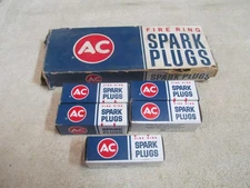 (5) NOS AC FIRE RING SPARK PLUGS PART NUMBER 44FF, MADE IN THE USA YEARS AGO.