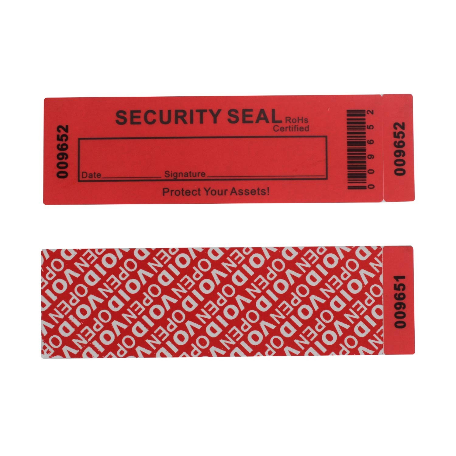 50pcs 35x120mm Red 100% Total Transfer Tamper Proof Security Void Stickers