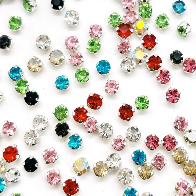 Artesanal Plata Color Mezcla Cristal Vidrio Rosa Montes Coser en Estrás Cuentas Foto 4 de 4