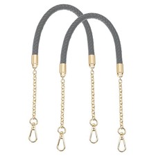 2Pcs 62cm/24.4" PU Leather Braided Purse Strap Dark Gray, Light Gold Buckle 