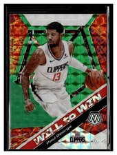 2019-20 Panini Mosaic #18 Paul George Will to Win Mosaic Green Clippers