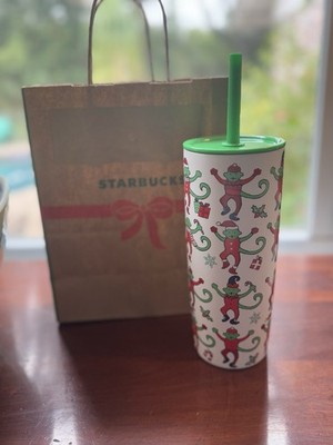 Starbucks x Roller Rabbit Christmas 2025 Monkey Green + Red Cup NWT -2 Available